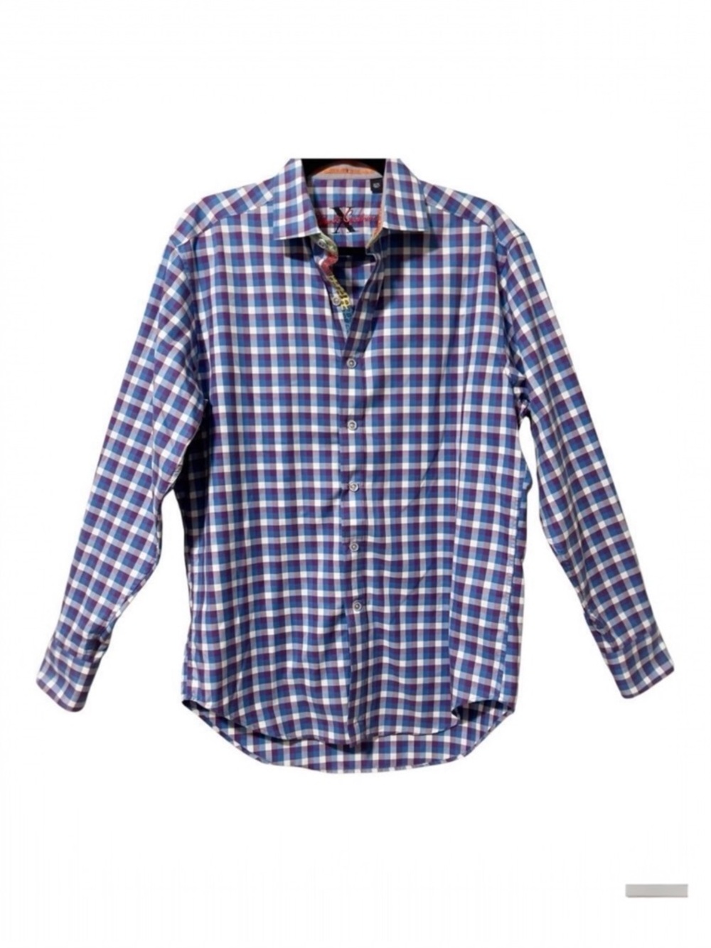 Robert Graham Mens Multicolor Plaid Long Sleeve Button Up Flip Cuff Shirt Medium